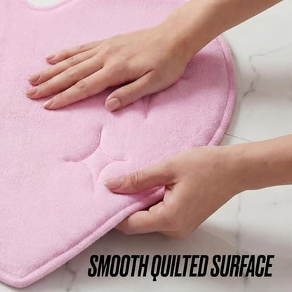 Juicy Couture Quilted Memory Foam Bath Mat, 24" x 26" Heart Shaped Pink Skid-Resistant Bath Rug - color: Shaped Heart Pink, size: 2' x 2'2" (Heart)