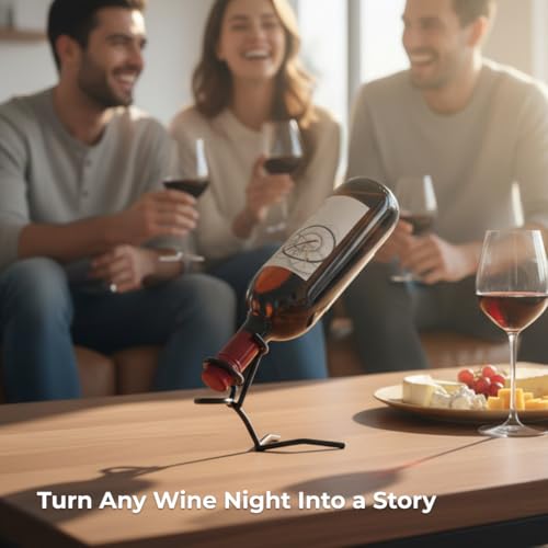 Fun 750ml Wine Bottle Stand, Metal Drinking Stickman Figure, Unique Wine Bottle Holder, Elegant Bottle Display