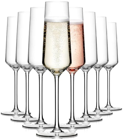 OJA Champagne Flutes, Crystal Champagne Glasses Set of 8, 7oz, Elegant | For Prosecco,Sparkling Wine, Mimosa, Ideal for Weddings, Birthday, Christmas - color: 7oz (8count)