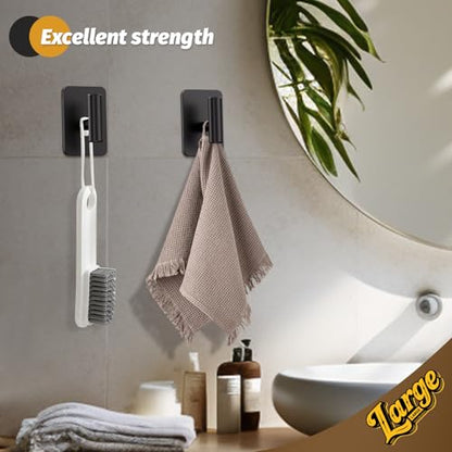 Heavy Duty Adhesive Hooks - 26lb Max, Sticky Wall Hooks Waterproof Stainless Steel for Hanging Towel, Coat, Robe, Towel Hooks Stick on Bathroom, Kitchen, Shower, Door (Black, 4 Pack) - color: Black-Cylinder4