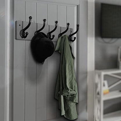 WEBI Rustic Coat Rack Wall Mount,5 Cast Iron Coat Hooks Wall Mounted,Heavy Duty Wall Coat Hanger Hooks for Hanging Coats,Clothes,Gray,2 Packs - color: Gray, size: 17 Inch(2 Packs)