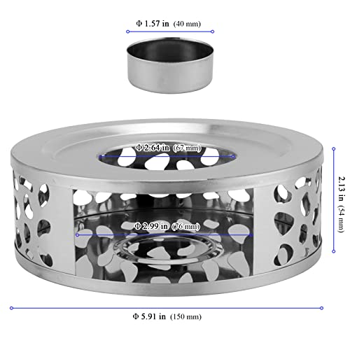 KEILEOHO 3 PCS Teapot Warmer, Stainless Steel Teapot Warmer, Metal Teapot Heater with Tealight Candle Holder, Brushed Coffee Tea Warmer Base for Glass or Ceramic Teapot, Silver