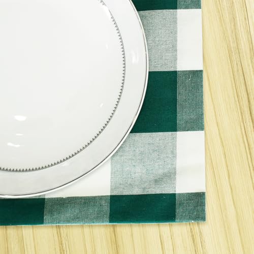 4 Pieces Dark Green & White Cotton Buffalo Check Placemats Heat Resistant Dining Table Place Mats for Kitchen Table 12 x 18 inches - color: Plaids Dark Green & White, size: Rectangular Placemats 12" x 18"