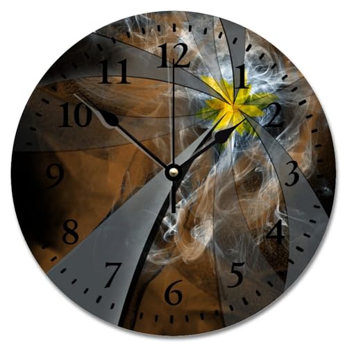 Geometric Round Decorative Clocks Battery Operated 10 Inch Abstract Flower Art Clock Silent Non-Ticking Easy to Read Vintage Home Decor for Kitchen Bedroom Living Room Classroom - color: Style-4, size: 10x10 in