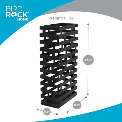 BIRDROCK HOME Decorative Umbrella Stand with Removable Water Tray - Large Freestanding Umbrella Rack and Cane Walking Stick Organizer - Metal Umbrella Holder for Entryway & Indoor Use - Black, Striped | Decorative Large Freestanding Rack and Cane Walking