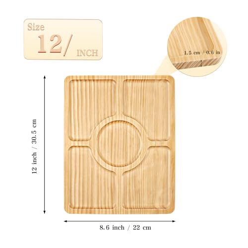 Divided Wood Serving Tray, Rectangular Tray Chip and Dip Platter, Serving Tray with 5 Sections for Appetizers & Snacks, Veggie Platter, Food Trays for Party 12'' x 8.7'' x 0.6'' - color: Rectangle