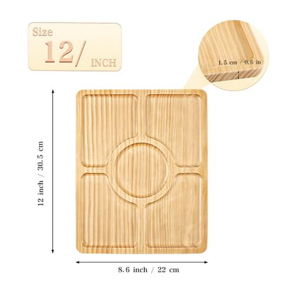 Divided Wood Serving Tray, Rectangular Tray Chip and Dip Platter, Serving Tray with 5 Sections for Appetizers & Snacks, Veggie Platter, Food Trays for Party 12'' x 8.7'' x 0.6'' - color: Rectangle