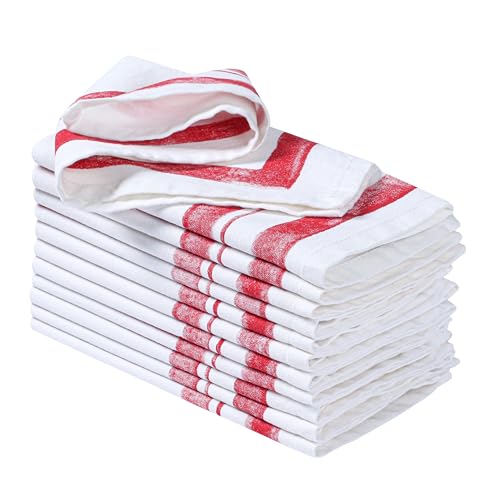 Ramanta Home Cloth Dinner Napkins Set of 12 Red, 18x18 Inches | Frame Border Napkins for Wedding, Soft Washable Table Linen for Everyday Use - color: Red, size: 18" x 18" (Set of 12)