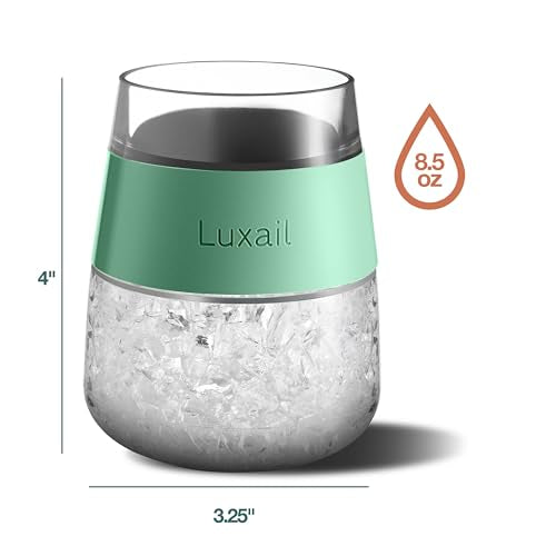 luxail Wine Glasses, Plastic Wine Glasses Set of 2, Wine Gifts, Double Wall Insulated Freezer Tumbler, Stemless Freezer cups for Red and white Wine, 8.5 Oz, Sage Green - color: Sage Green