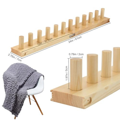 Chunky Knitting Blanket Loom, Thick Yarn Knitting Loom, Chunky Yarn Blanket Loom for Knitting Thick Yarn Projetcs, Foldable and Portable Chunky Blankets Extra Large Loom (12”) (2)