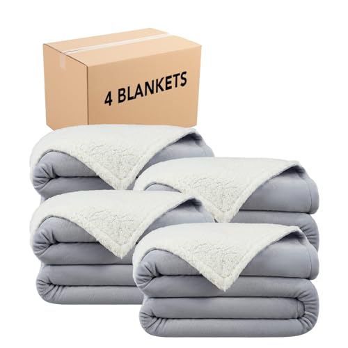 Arkwright Sherpa Fleece Throw Blanket - Case of 4 - Plush Fluffy Warm Reversible Soft Sherpa Throw Blanket for Home, Couch, Sofa, Bed, Camping and Travel, 108x90 in, King, Grey - color: Alloy Grey, size: King (104x90) Case of 4