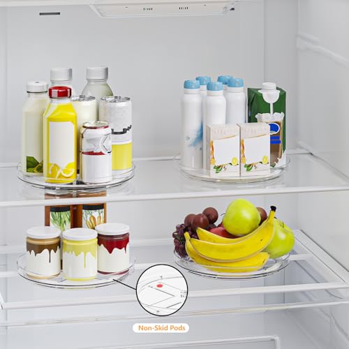 4 Pack 9 Inch Clear Lazy Susan Turntable Organizer, Non-Skid Rotating Tray for Cabinet, Kitchen Pantry Organization and Storage, Acrylic Spinner for Refrigerator, Bathroom Vanity and Spice Rack - size: 9inch - 4 Pack