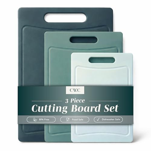 COOK WITH COLOR Non-Slip Cutting Board Set – Kitchen Essentials with Easy Grip Handle for Meat, Veggies, and Fruits, 3 Cutting Boards, Teal - color: Teal, size: 3 Cutting Boards