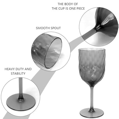 Yalin Set of 6 Unbreakable 15 oz Acrylic Plastic Wine and Water Tumbler Stackable Goblets. (Gray, 15 oz) - color: Gray, size: 15 oz