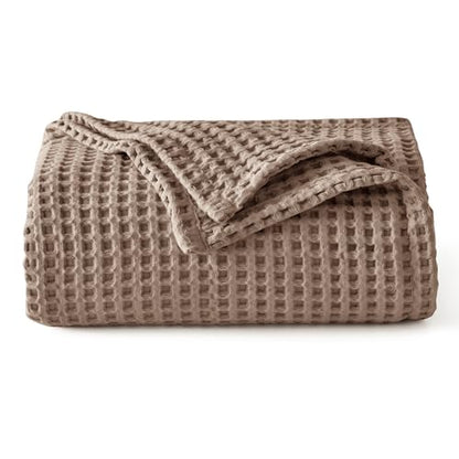 Bedsure Lightweight 100% Cotton Waffle Blanket, Throw XL, Coffee Brown | Summer, Breathable, Soft, Comfort, Light, Thin, Textured, Bed, Couch, Sofa, Chair, 50"x70", Sheet Blanket, Cozy Gifts - color: Coffee Brown, size: Throw Xl (50" X 70")