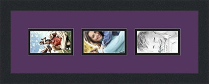 ArtToFrames Collage Photo Frame Double Mat with 3 - 3x5 Openings and Satin Black Frame - color: Grape, size: 3 - 3x5