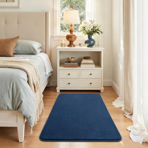 HOMORE Small Rug 2x3 Navy Blue Rugs for Bedroom Memory Foam Rugs for Dorm | Non Slip Washable Rugs for Indoor Entrance Kitchen,Soft Carpet for Kids Room - color: Navy Blue, size: 2 x 3 Feet (Rectangular)