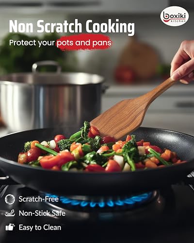 Elegant 5-Piece Walnut Wood Kitchen Utensil Set – Non-Scratch, Heat-Resistant Cooking Utensil Set with Kitchen Tongs, Spoons, Spatula & Ladle – Lightweight, Durable & Perfect for Daily Use or Gifting - color: The Monarch Walnut Set