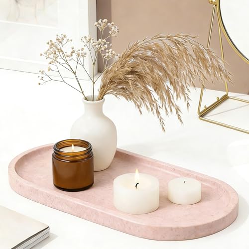 Natural Marble Tray, Vanity Decorative Tray for Countertop, Catchall for Perfume, Candles, Skincare, Jewelry Dish, Bathroom Tray, Hotel Supplies - color: Beige Travertine, size: 11.8" x 5.9" x 0.6"
