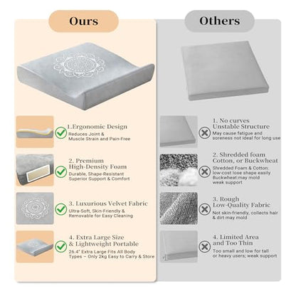 Meditation Cushion Set with High-Density Foam : 26.4" Large Floor Pillow for Yoga, Meditation, Sitting，Zafu & Zabuton Removable Washable Luxe Velvet Cover - color: C