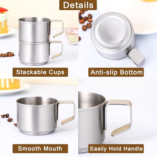 ZPUFAW 4Pcs Espresso Cups 4 oz Expresso Shots Cups 18/8 Stainless Steel Coffee Cups Set of 4