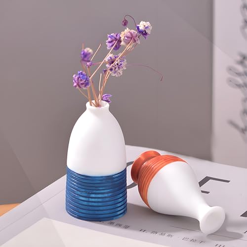 6 Pcs Ceramic-Like Design Bud Vases Set – Mini Flower Arrangements Resin Tiny Flower Vases for Fairy Garden Accessories, Micro Landscape DIY Décor, Tabletop & Home Decorations, Gift for Plant Lovers