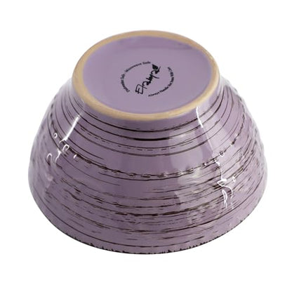 Elama Malibu Mica 16-Piece Stoneware Embossed Pattern Reactive Glaze Purple Dinnerware Set, Tableware, Serveware Set (Mica Purple) - color: Mica Purple
