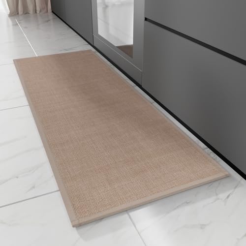 Hargiis Kitchen Rug, Rubber Non Slip Kitchen Rugs Washable, Absorbent Runner Mat for Floor, Machine Washable Standing Mats for in Front of Sink, Door, Laundry, Entryway, Hallway (Camel, 47" × 17.3") - color: Camel, size: 47" x 17.3"
