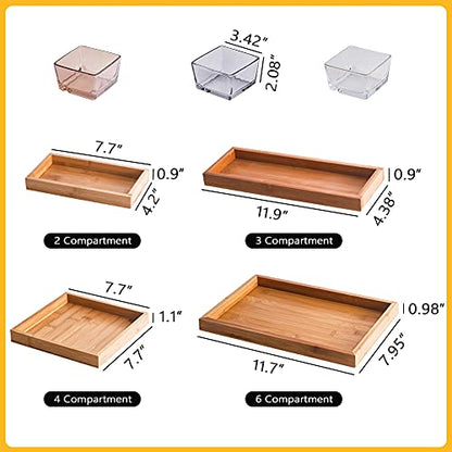 2 Compartment Glass Fruit Bowl with Wooden Tray Creative Snack Serving Tray Divided Serving Platter Reusable Ice Cream Cups Removable Salad Bowls for Snack Candy Nuts Desserts Amber - color: Amber, size: 2 Compartment