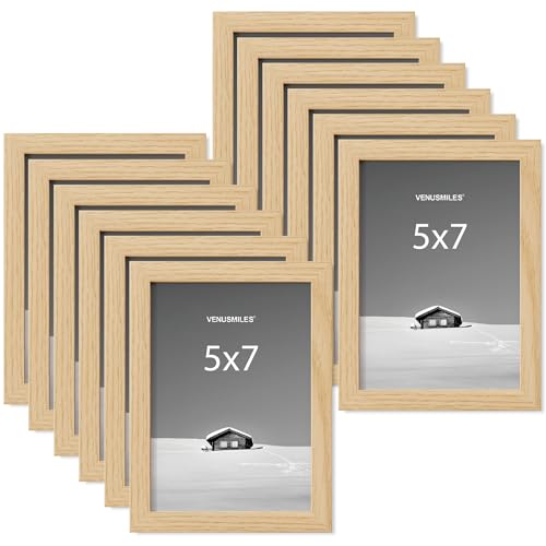 5x7 Picture Frame, Display 5x7 Photo Frames - High Definition Plexiglass - Vertical and Horizontal Display - Wall Hanging or Table Top Frame - Oak, 12 Pack - color: Oak, size: 5x7, 12P