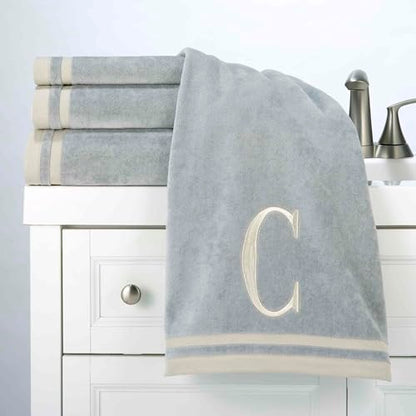 Avanti Linens - Towel Set, Soft & Absorbent Cotton, Embroidered Bathroom Decor, Set of 5 (Monogram Collection, Initial C) - style: C