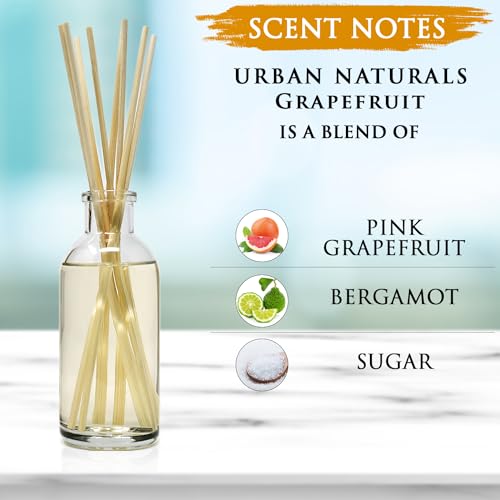 Reed Diffuser Set, Grapefruit - Bathroom Shelf Décor | Bergamot Essential Oils & Tart Greens, Made in the USA - color: Grapefruit