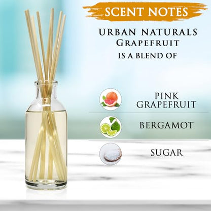 Reed Diffuser Set, Grapefruit - Bathroom Shelf Décor | Bergamot Essential Oils & Tart Greens, Made in the USA - color: Grapefruit