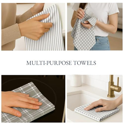 LANE LINEN Cotton Kitchen Towels Set, 4-Pack – Absorbent, Quick-Drying Dish Towels, Tea Towels, 18" x 28" - Slate Grey - color: 08: Slate Grey, size: 18''x28" - 4 Pack