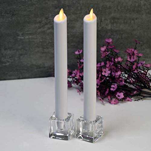 2PCS Square Glass Taper Candle Holders, Crystal Clear, Wedding & Dining | Crisp Transparency, Stable Base, 0.87" Taper Compatible, Light-Refracting, Modern Design, Event & Home Use