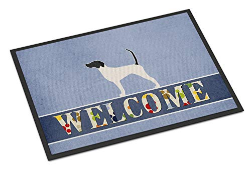 Caroline's Treasures BB5499MAT English Pointer Welcome Doormat 18x27 Front Door Mat Indoor Outdoor Rugs for Entryway, Non Slip Washable Low Pile, 18H X 27W