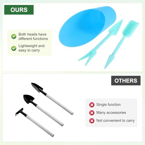 M METERXITY 2-Set Succulent Tools, Plastic 2-in-1 Mini Garden Shovel Hand Succulent Transplanting Tools Garden Shovel Transplant Trowel for Planting/Digging/Aerating/Sowing [Blue] - color: Blue