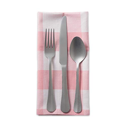DII Buffalo Check Collection, Classic Farmhouse Cloth Napkin Set, 20x20, Pink & White, 6 Piece - color: Pink & White, size: 20" x 20" (Set of 6)