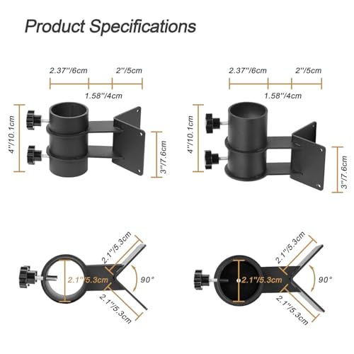 Corner Patio Umbrella Holder, Stainless Steel Heavy Duty Umbrella Mount for Deck Railing Corners, Space-Saving Corner Umbrella Clamp Bracket, Fits Poles up to 2" OD