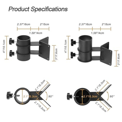 Corner Patio Umbrella Holder, Stainless Steel Heavy Duty Umbrella Mount for Deck Railing Corners, Space-Saving Corner Umbrella Clamp Bracket, Fits Poles up to 2" OD