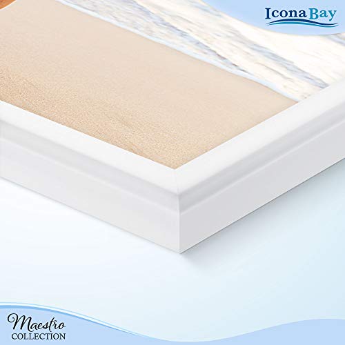 Combination White Picture Frames Set - 10 PC (Five 4x6, Three 5x7, Two 8x10), Classy Contemporary Style, Maestro Collection for Wall Gallery | Icona Bay Mixed Photo Frames - Glass Cover Sheet - Classy Contemporary Style - Wall Gallery, Collage - Table Top