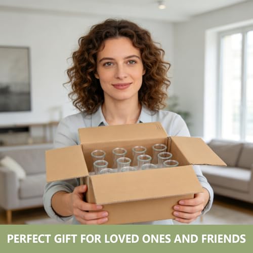 24 Set Glass Bud Vases for Centerpieces Small Clear Flower Vase Modern Decorative Vases Mini Clear Bud Vases Mini Decorative Bulk Vase for Bridal Shower Wedding Birthday Party Dining Table Decor