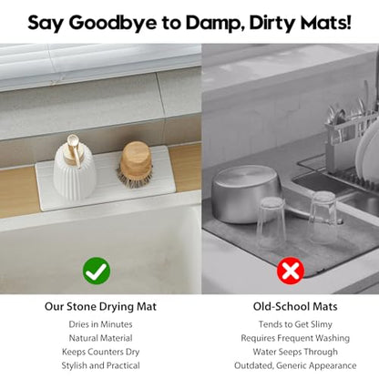 3 Pack Stone Drying Tray, Water Absorbing Stone Sink Mat for Kitchen & Bathroom Counter, Diatomite Soap Dish Vanity Caddy, Sponge Holder Organizer, White - 2pcs of 4.5"x 3.5" and 1pc of 9"x 3.5" - color: 3 Pcs - White - 1pc of 9"x 3.5" and 2pcs of 4.5"x 3
