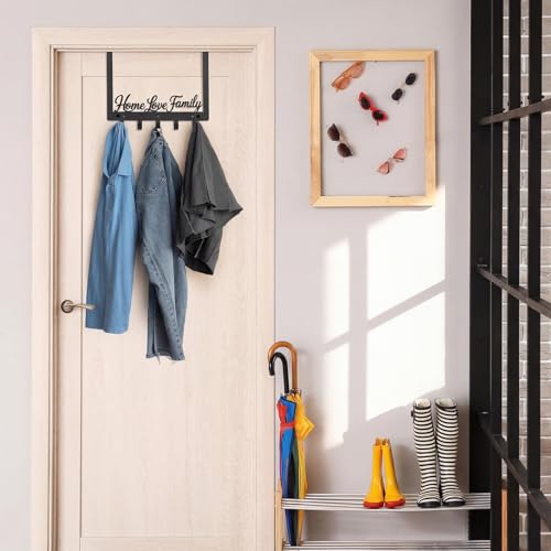 Reallnaive Home Love Family Over The Door Hooks Bathroom Decor Wall Mount Hanger Rack Holder for Towel, Hat, Coat, Cloth, Keychain, Bag, Christmas Party Gift - style: Home