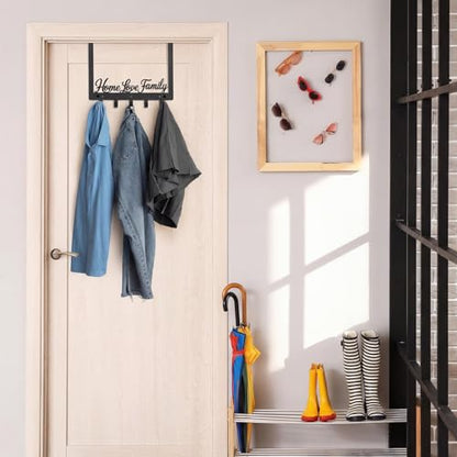Reallnaive Home Love Family Over The Door Hooks Bathroom Decor Wall Mount Hanger Rack Holder for Towel, Hat, Coat, Cloth, Keychain, Bag, Christmas Party Gift - style: Home
