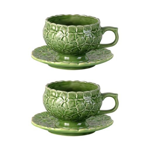 KAMMAK Tea Cups and Saucers Set of 2, 8.5 oz Porcelain Coffee Cups, 561N | Stackable Espresso Mugs, Ceramic Demitasse for Coffee, Cappuccino, Latte, Americano, Tea - size: 7KPSP561N