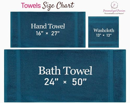 Personalized Passion 2pc Hand Towels Set - Custom Turkish Cotton with Embroidered Name, Monogram - Super Soft & Absorbent Hand Towels - Lime Green, 16"x27" - color: Lime Green, size: 2 Pack Hand Towels (16"x27")