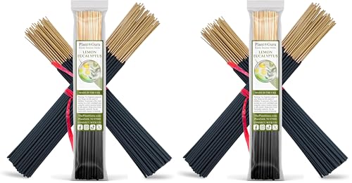 Lemon Eucalyptus Incense Sticks 11" - 1 Bundle 85 to 100 Sticks - Smooth and Clean Long Burn Time, 45 to 60 Minutes. (Pack of 2) - size: 185 Grams - 85 to 100 Sticks (Pack of 2)