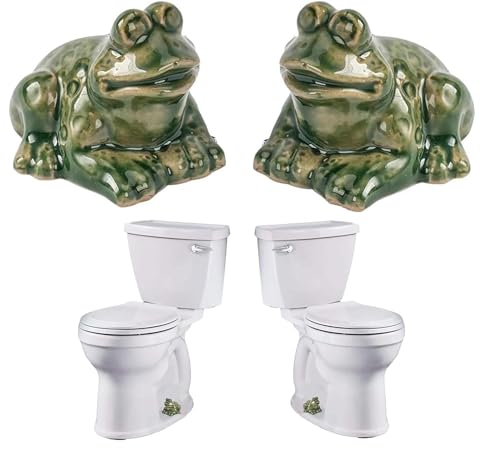 FKOG Ceramic Frog Toilet Floor Bolt Caps, Cute Frog Toilet Bolt Covers, Toilet Replacement Parts Decorative Bathroom Accessory Bathroom Decor (Frog) - color: Frog