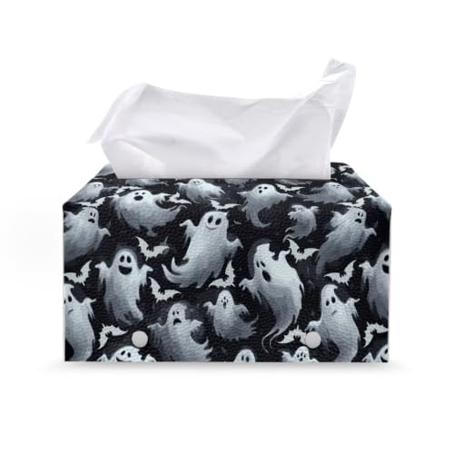 Ghost Bat Pu Leather Tissue Box Cover Modern Rectangular Tissue Box Tissue Box Cover Holder for Bathroom Living Room Bedroom Vanity Countertop Night Stands Office Desk - color: Ghost Bat5